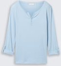 TOM TAILOR Damen Langarmshirt mit Turn-Up-Funktion, blau, Gestreift, Gr. XXXL