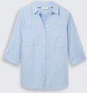 TOM TAILOR Damen Plus Size - Bluse mit Brusttaschen, blau, Uni, Gr. 46