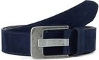 Thumbnail - TOM TAILOR Damen TTLUCY Velourledergürtel mit eckiger Dornschließe, blau, Logo Print, Gr. 85