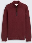 TOM TAILOR Herren Troyer Strickpullover mit Ripp-Details, rot, Meliert, Gr. XXXL