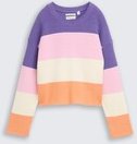 TOM TAILOR Mädchen Cropped Strickpullover mit Colour Blocking, lila, Gestreift, Gr. 164