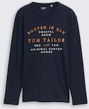 TOM TAILOR Herren Langarmshirt mit Logo-Print, blau, Uni, Gr. XXL