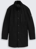 TOM TAILOR Herren 2-in-1 Wollmantel mit abnehmbarer Innenjacke, schwarz, Uni, Gr. XL