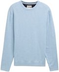 TOM TAILOR Herren Basic Strickpullover aus Baumwolle, blau, Meliert, Gr. L
