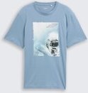 TOM TAILOR Herren T-Shirt mit Foto-Print, blau, Uni, Gr. S