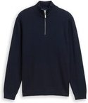 Thumbnail - TOM TAILOR Herren Troyer Strickpullover mit Fischgrät-Struktur, blau, Uni, Gr. S