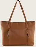 TOM TAILOR Damen TTBECA L Shopper mit Reißverschluss-Details, braun, Uni, Gr. ONESIZE