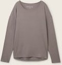TOM TAILOR Damen Loungewear Langarmshirt, grau, Uni, Gr. M/38