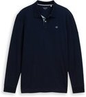 TOM TAILOR Herren Longsleeve Piqué Poloshirt, blau, Uni, Gr. XXXL