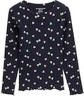 TOM TAILOR Mädchen Ripp Langarmshirt mit Allover-Print, blau, Gemustert, Gr. 92/98