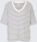 TOM TAILOR Damen Oversize T-Shirt mit Streifenmuster, weiß, Gestreift, Gr. M