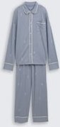 TOM TAILOR Damen Pyjama-Set mit Streifenmuster, blau, Gestreift, Gr. 36