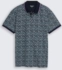 TOM TAILOR Herren Fitted Poloshirt mit Allover-Print, blau, Gemustert, Gr. XL