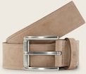 TOM TAILOR Herren TTJAY Ledergürtel mit eckiger Dornschließe, beige, Uni, Gr. 90