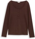Thumbnail - TOM TAILOR Damen Slim Fit Henley Langarmshirt, braun, Uni, Gr. M