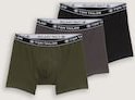 TOM TAILOR Herren Mittellange Boxershorts im 3er-Pack, grün, Uni, Gr. S