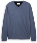 Thumbnail - TOM TAILOR Herren Strickpullover mit V-Ausschnitt, blau, Meliert, Gr. XXXL
