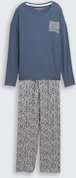 TOM TAILOR Damen Pyjama-Set mit Allover-Print, blau, Gemustert, Gr. 44