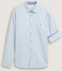 TOM TAILOR Herren Regular Fit Hemd mit verstellbarer Ärmellänge, blau, Uni, Gr. XXL