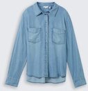 TOM TAILOR Damen Bluse mit TENCEL™ Lyocell, blau, Uni, Gr. 36