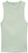 TOM TAILOR DENIM Damen Coated Ripp Top mit Glitzer-Effekt, grün, Uni, Gr. XL