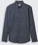 TOM TAILOR DENIM Herren Fitted Hemd mit Muster, blau, Gemustert, Gr. S