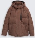 TOM TAILOR Herren Cord Puffer-Jacke mit abnehmbarer Kapuze, braun, Uni, Gr. M