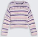 TOM TAILOR Mädchen Cropped Strickpullover mit Streifenmuster, lila, Gestreift, Gr. 152