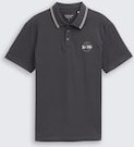 TOM TAILOR Herren Piqué Poloshirt mit print, schwarz, Uni, Gr. L