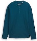 Thumbnail - TOM TAILOR DENIM Herren Henley Langarmshirt, grün, Uni, Gr. XS