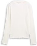 Thumbnail - TOM TAILOR DENIM Damen Ripp Langarmshirt mit Stehkragen, weiß, Uni, Gr. XXL
