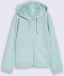 Thumbnail - TOM TAILOR Damen Hoodie Sweatjacke aus Scuba, blau, Uni, Gr. S