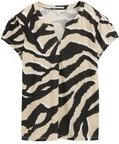 TOM TAILOR Damen T-Shirt mit Muster, braun, Animalprint, Gr. S