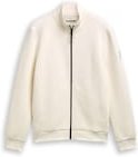 Thumbnail - TOM TAILOR DENIM Herren Sweatjacke mit Stehkragen, weiß, Uni, Gr. XS