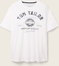 TOM TAILOR Herren Plus Size - T-Shirt mit Logo Print, weiß, Uni, Gr. 5XL
