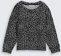 TOM TAILOR DENIM Damen Sweatshirt mit 7/8-Arm, grau, Animalprint, Gr. L