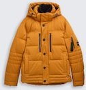 TOM TAILOR Herren Puffer-Jacke mit abnehmbarer Kapuze, braun, Uni, Gr. M
