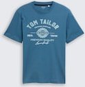 TOM TAILOR Herren T-Shirt mit Logo-Print, blau, Logo Print, Gr. L