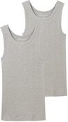 TOM TAILOR Herren Tanktops mit Rippstruktur im 2er-Pack, grau, Uni, Gr. XL