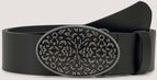 TOM TAILOR Damen TTTAYLOR Ledergürtel mit Koppelschließe, schwarz, Logo Print, Gr. 75