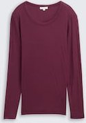 TOM TAILOR Damen Basic Slim Fit Langarmshirt, rot, Uni, Gr. XXXL