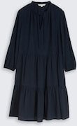 TOM TAILOR Damen Crinkle Kleid mit Volants, blau, Uni, Gr. 40