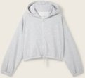 TOM TAILOR Mädchen Cropped Hoodie Sweatjacke mit Kordelzug, grau, Meliert, Gr. 164