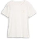 TOM TAILOR Damen T-Shirt mit Blumen-Stickerei, weiß, Uni, Gr. M