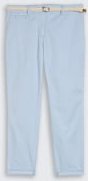 TOM TAILOR Damen Slim Chino Hose mit Gürtel, blau, Uni, Gr. 34/32