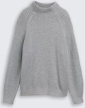 TOM TAILOR Damen Loose Fit Strickpullover mit Stehkragen, grau, Meliert, Gr. M
