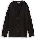 TOM TAILOR Damen Oversize Cardigan mit Glitzer-Effekt, schwarz, Gemustert, Gr. XL