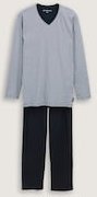 TOM TAILOR Herren Pyjama-Set aus Baumwolle, blau, Uni, Gr. 52/L