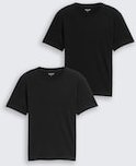 TOM TAILOR Herren T-Shirts aus Baumwolle im 2er-Pack, schwarz, Uni, Gr. M