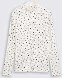 TOM TAILOR DENIM Damen Langarmshirt mit Muster, weiß, Gepunktet, Gr. L